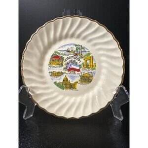 Vintage Mississippi Souvenir Plate 6.25" Gold Trim Magnolia State